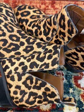 Franco Sarto Leopard-Print Ankle Booties in Tan and Black